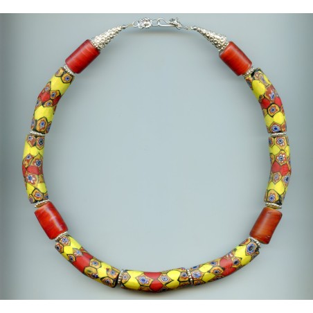 Perles "Millefiori Banane" et "Cœur de pigeon". Venetian Glass Beads