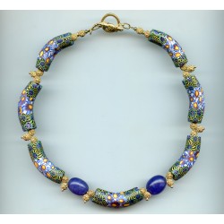 Perles Millefiori coudées "bi murrines". Venetian Glass Beads