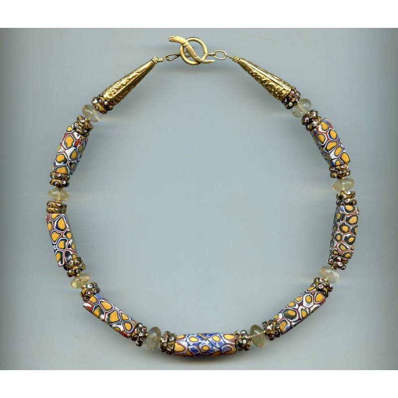 Perles vénitiennes "Millefiori" de forme carrée. Venetian Glass Beads