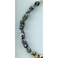 Perles Millefiori noires. Black Millefiori beads