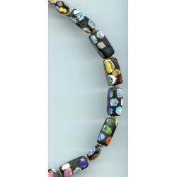 Perles Millefiori noires. Black Millefiori beads