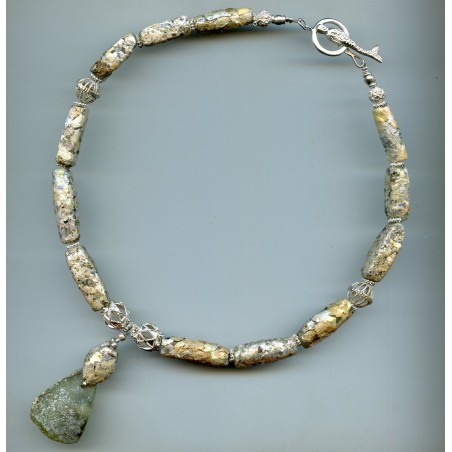 antic2336 - Perles irisées en verre romain