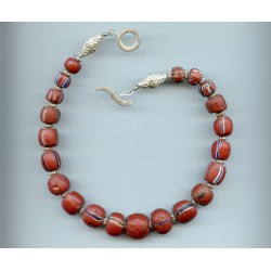 Perles vénitiennes rouge brique. Venetian Glass Beads