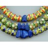 Perles vénitiennes Millefiori et lapis-lazuli. Venetian Glass Beads