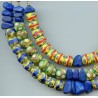 Perles vénitiennes Millefiori et lapis-lazuli. Venetian Glass Beads