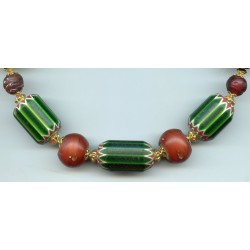 Perles vénitiennes ou "Chevrons verts 6 couches". Venetian Glass Beads