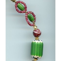 Perles vénitiennes ou "Chevrons verts 6 couches". Venetian Glass Beads