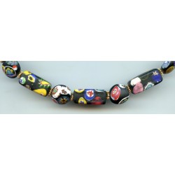 Perles Millefiori noires. Black Millefiori beads