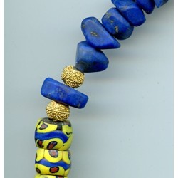 Perles vénitiennes Millefiori et lapis-lazuli. Venetian Glass Beads